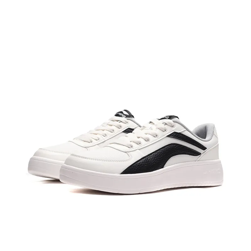 LiNing Anti Slip Wear Resistant Low Top Skateboard Shoes Unisex White Black-2