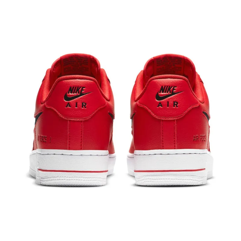 Nike Air Force 1 Low Cut Out Swoosh Red Black-4