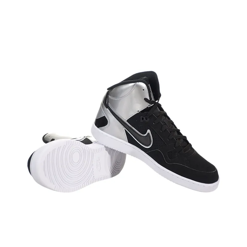 Nike Son Of Force Mid Slip-Resistant Cushioning Wear-Resistant High-Top Skateboard Shoes Men's Black Silver-3