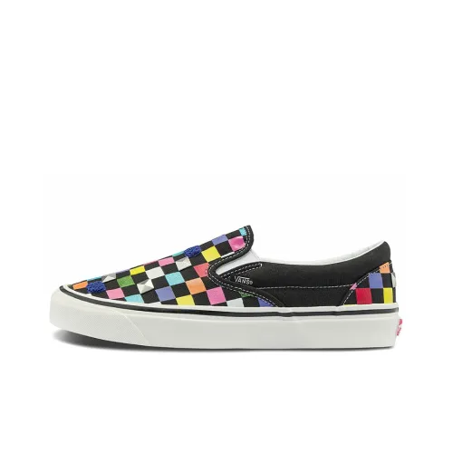 Vans Slip-on Skateboard Shoes Unisex Low-Top Black/Multicolor Checkered