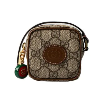 GUCCI Canvas With Leather Canvas Bag Shoulder Bag Crossbody Bag Mini Women's Brown