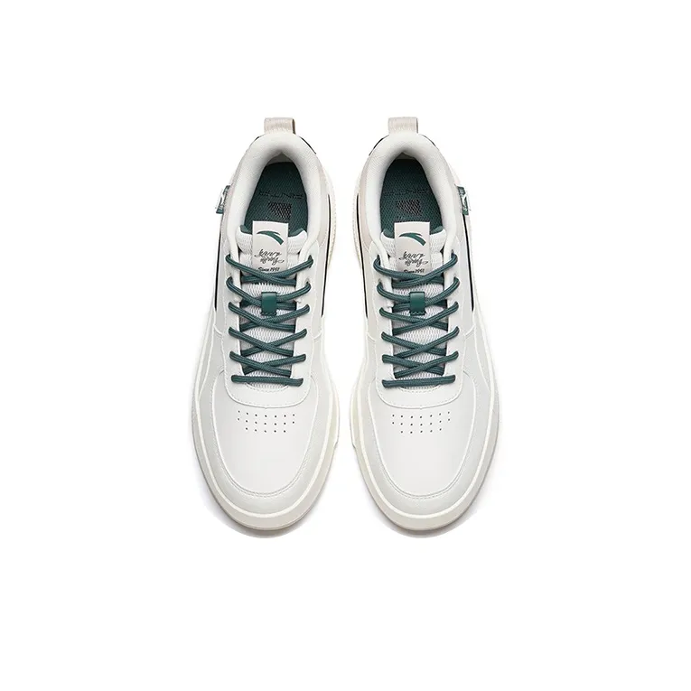 Anta Milk Cap Slip Resistant, Abrasion Resistant, Lightweight Low Top Skateboard Shoes Men's White Green-2