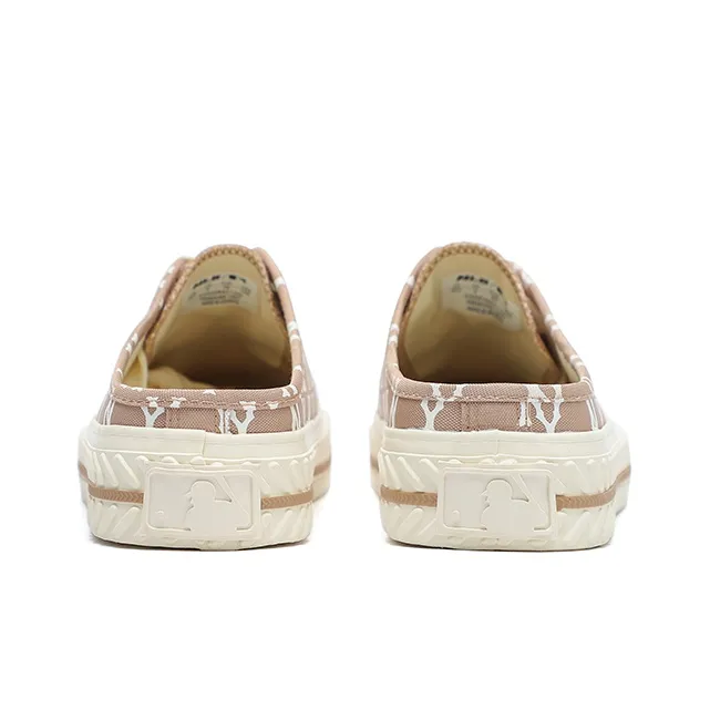 MLB Playball Mule Monogram Lightweight And Breathable Low Top Skateboard Shoes Unisex Beige-3
