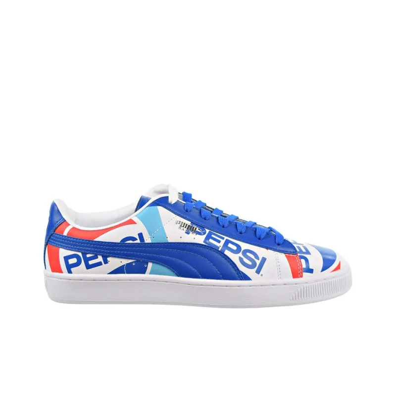 Pepsi X PUMA Basket Skateboard Shoes Men Low-Top White/Blue/Red-1