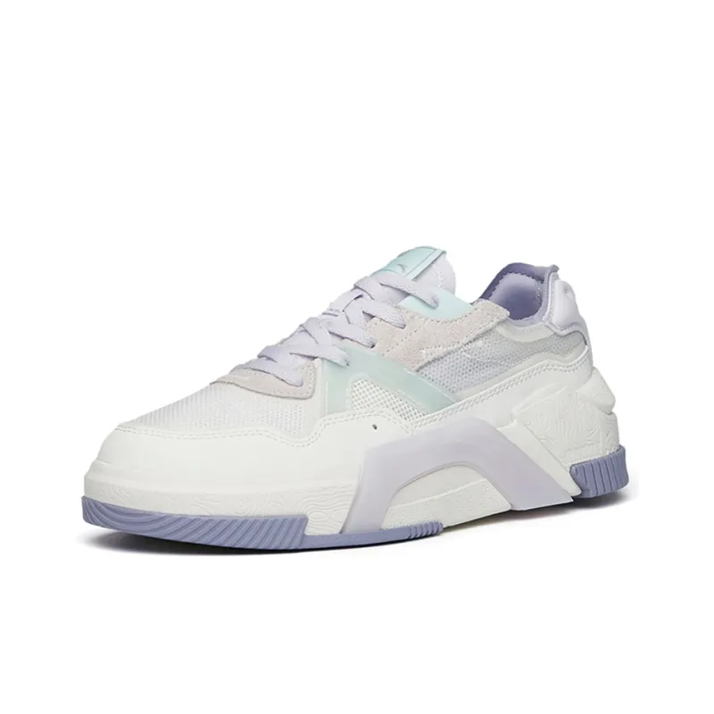 Anta Life Collection PRO Non slip Lightweight Low Top Skateboard Shoes Women's White Purple-1