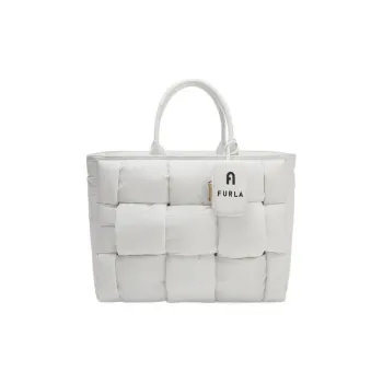 Furla Opportunity Nylon And Leather Tote Bag Shopping Bag Handbag Large Size Women's White