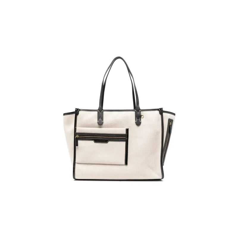 Anya Hindmarch Canvas Tote Bag Shopping Bag Handbag Women's Beige-0