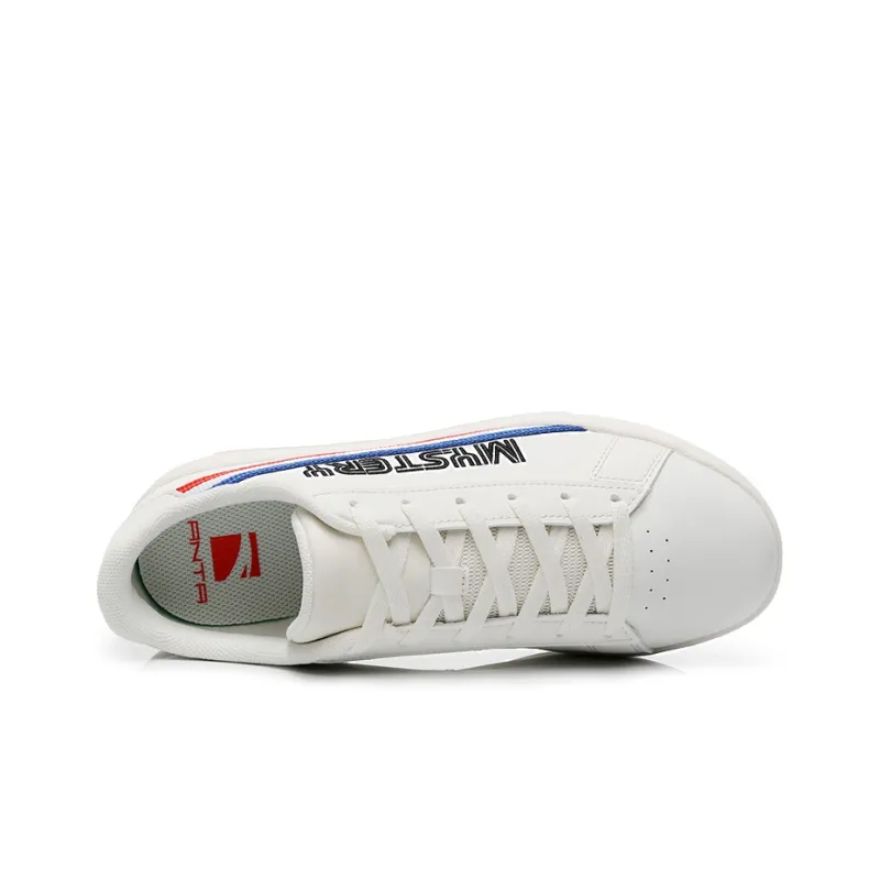 Anta Life Collection Anti-Slip Wear-Resistant Low-Top Skateboard Shoes Men's White Blue-2