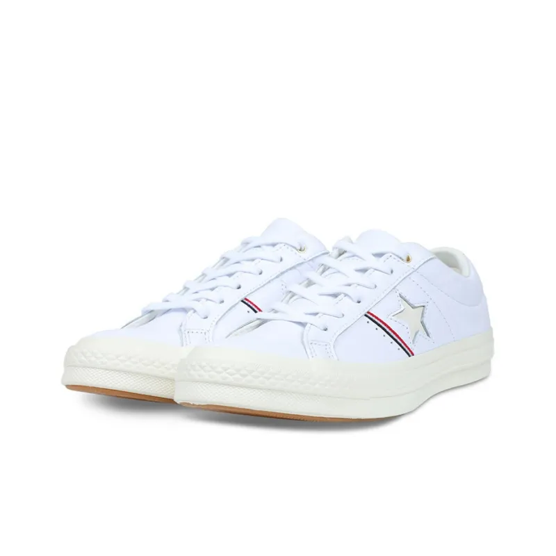 Converse One Star Piping Low Top In White/Enamel Red/Egret-2