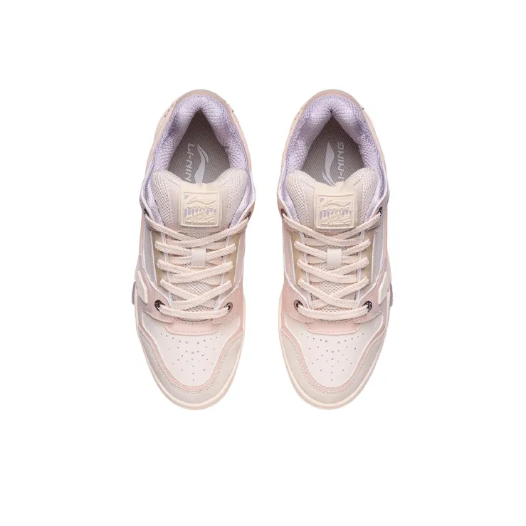 LiNing Slip-Resistant Low-Top Skateboard Shoes Women's Soft Rose Pink-3