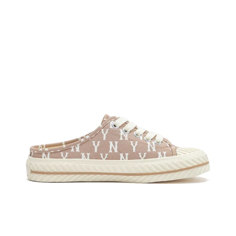 MLB Playball Mule Monogram Lightweight And Breathable Low Top Skateboard Shoes Unisex Beige-1