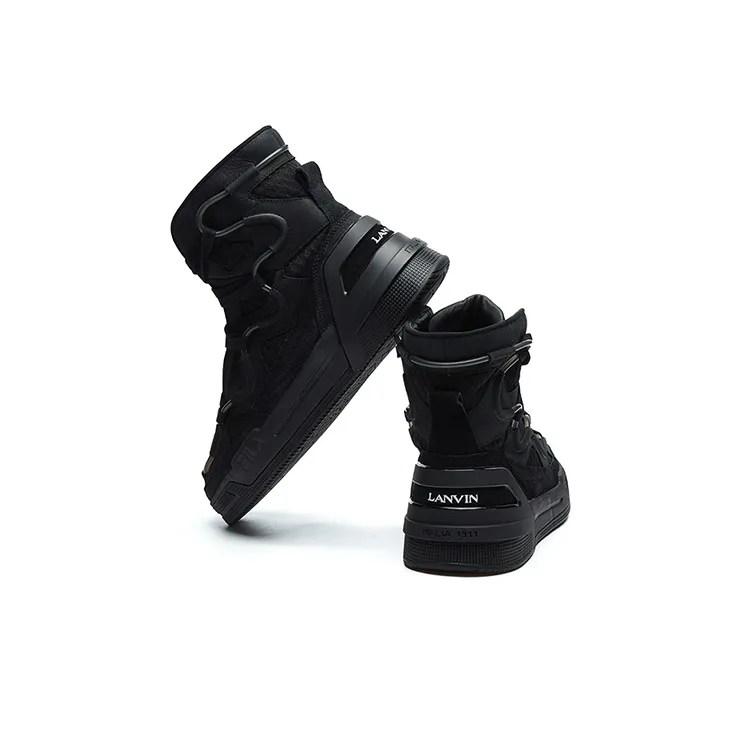 Lanvin x FILA Salto Warm Anti-Slip And Wear-Resistant High-Top Skateboard Shoes Men's Black-3