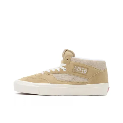 Vans Half Cab Skateboard Shoes Women's Mid-Top Khaki/White