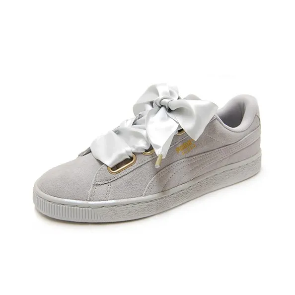 PUMA Suede Heart Satin Low Tops Skateboarding Shoes Unisex Gray-1
