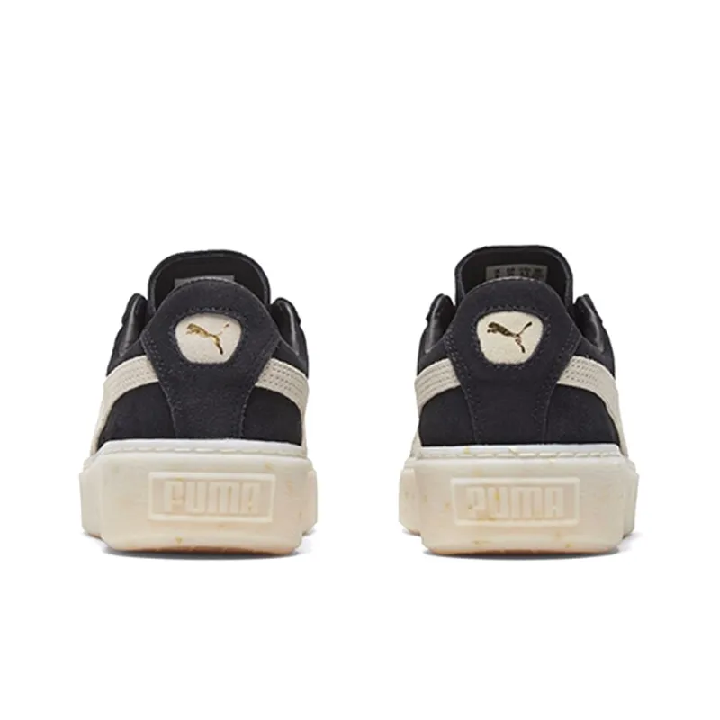 PUMA Suede Platform Black/White/Gold Board Shoes Women's-4