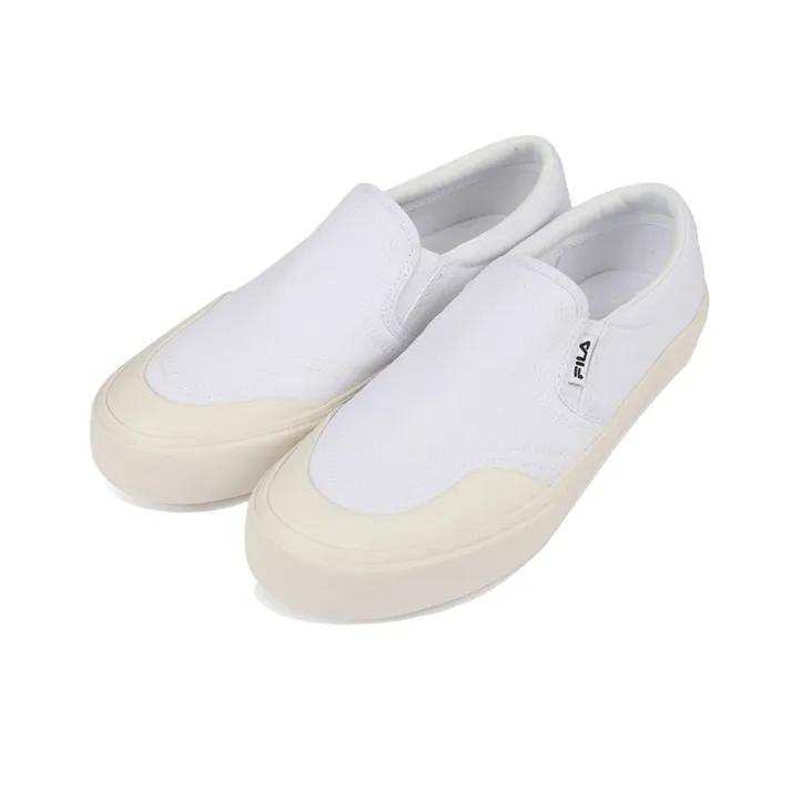 FILA Guard Slip On Canvas Slip Resistant Cushioning Lightweight Low Top Skateboard Shoes Unisex Ecru Korean Style-1