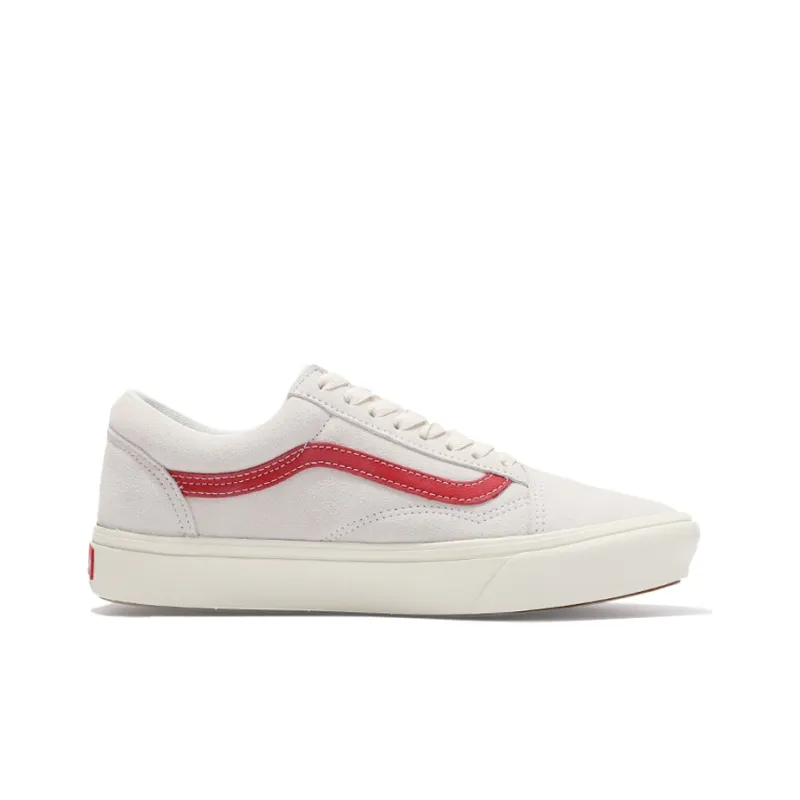 Vans Old Skool ComfyCush Low-Top Skateboard Shoes Unisex White Red-1