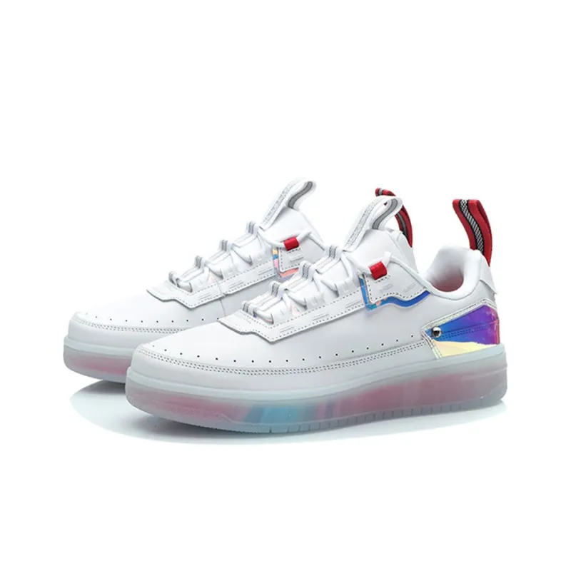 LiNing CF Anti Slip Wear Resistant Low Top Skateboard Shoes Men's Red White-2