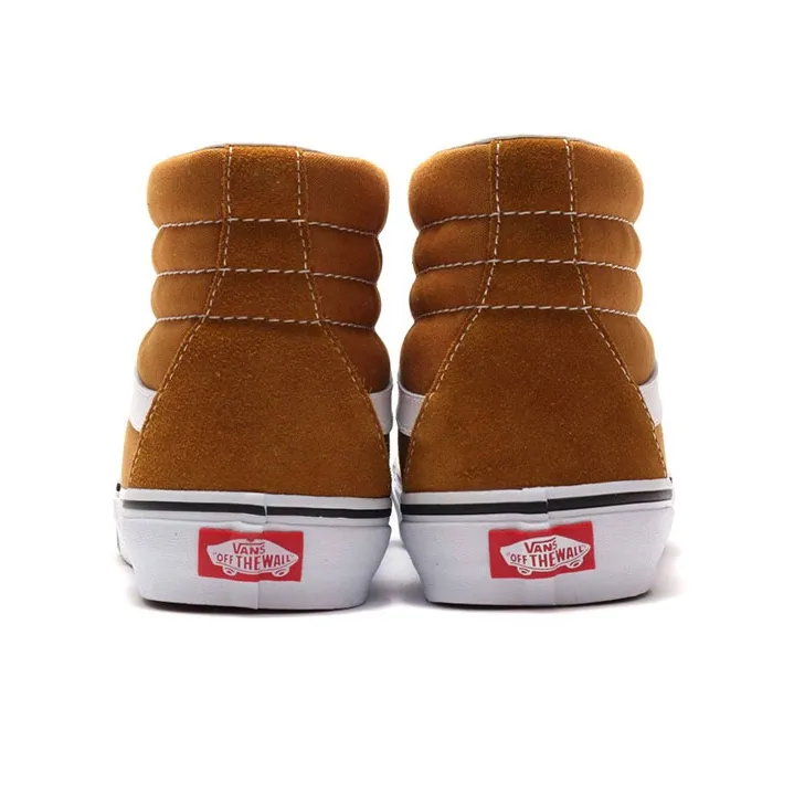 Vans SK8 HI Breathable Wear Resistant Non Slip Retro High Top Casual Skate Shoes Unisex Brown-4