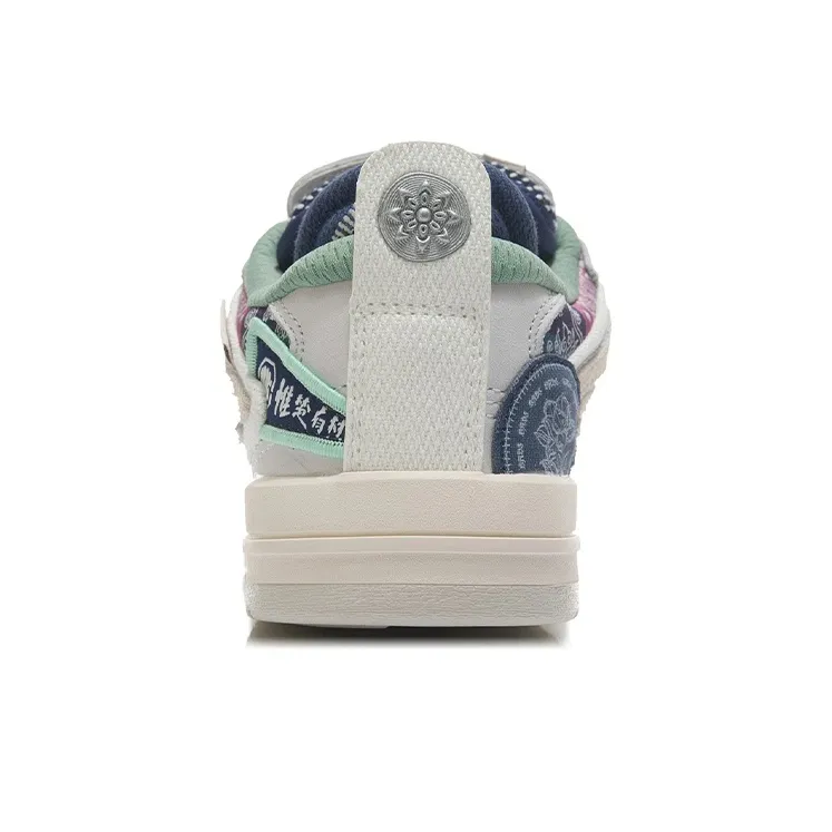 LiNing Wave Pro Anti Slip And Wear Resistant Lightweight Low Top Skateboard Shoes Women's Gray Green-5