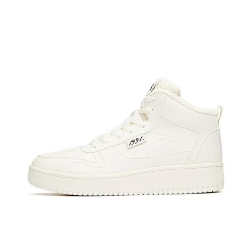 Anta Life Collection Non slip Lightweight High Top Skateboard Shoes Men's Pure White