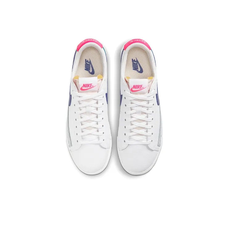 Nike Blazer 'Hyper Pink' Slip-Resistant Cushioning Wear-Resistant Low-Top Skateboard Shoes GS White Blue Pink-3