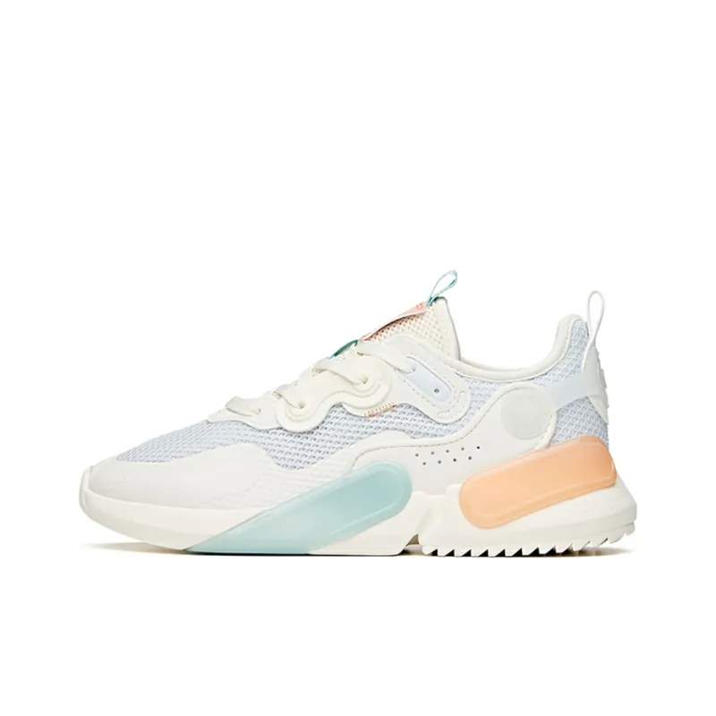 ANTA Skateboard Shoes Women's Low Top Light Mist Gray/Ivory White/Nude Pink-0