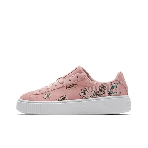 PUMA Platform Skateboard Shoes Women's Low-Top Pink/White