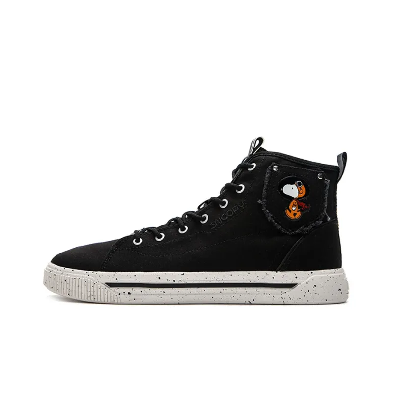 SNOOPY x Anta Life Collection Durable Breathable High Top Skateboard Shoes Men's Black-0