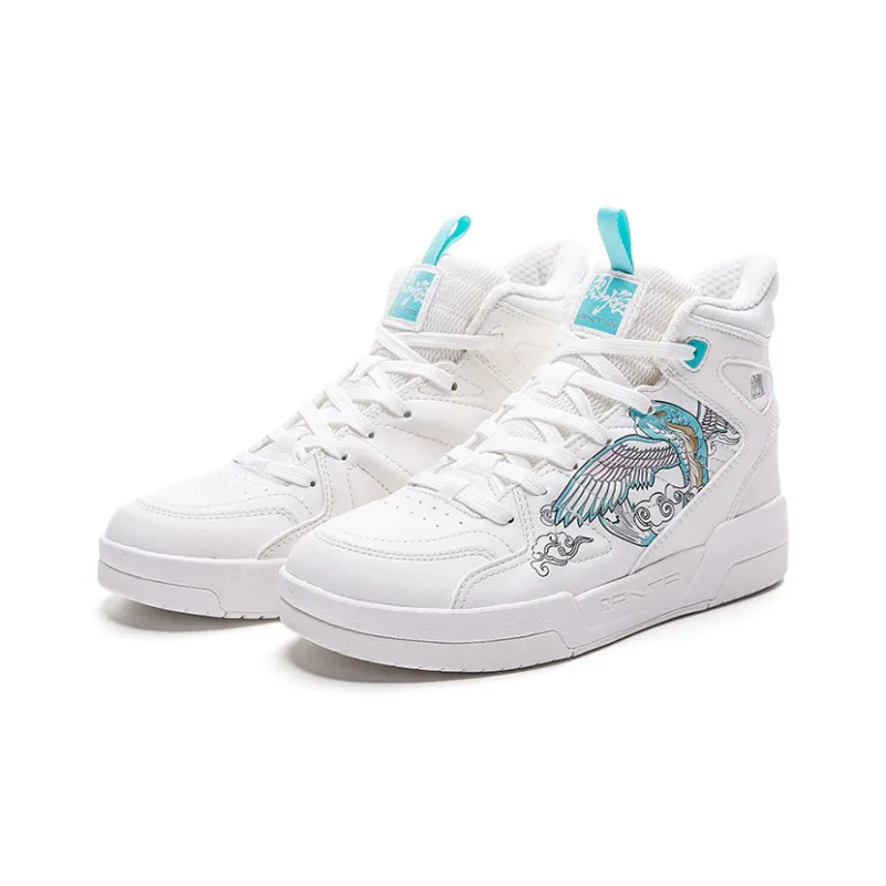 Anta Life Collection High Top Skateboard Shoes Women's White Blue-1