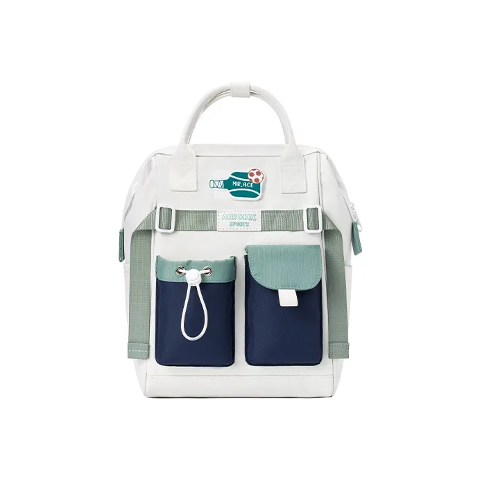 MR.ACE HOMME Polyester Backpack Unisex Dusty Blue White-11