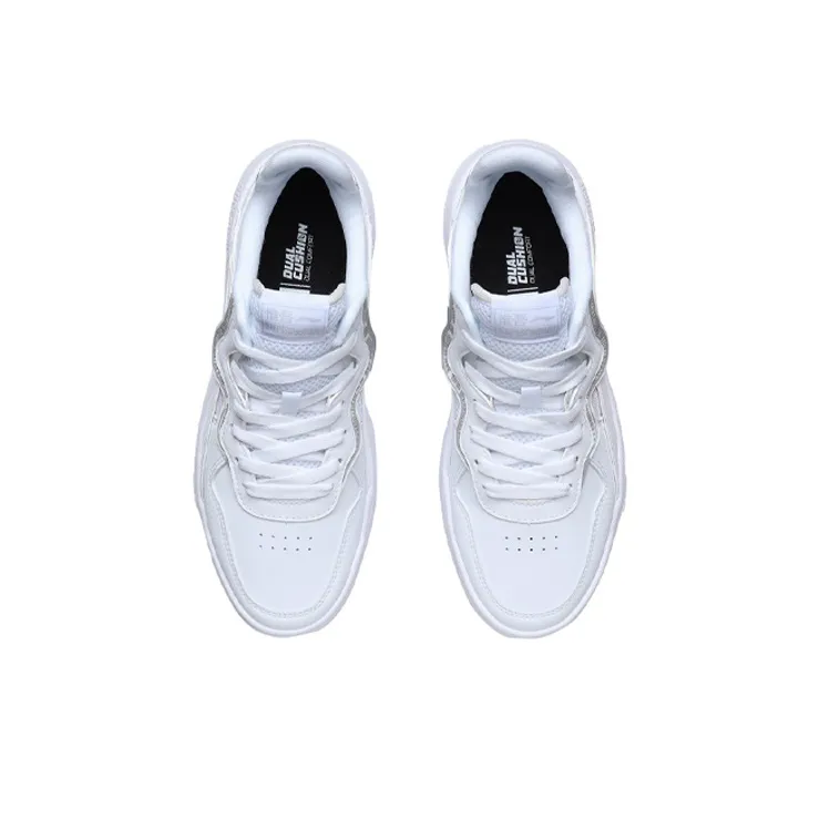 LiNing Wave Spwv Lite Anti Slip Wear Resistant Lightweight Breathable Low Top Skateboard Shoes Women's White-3
