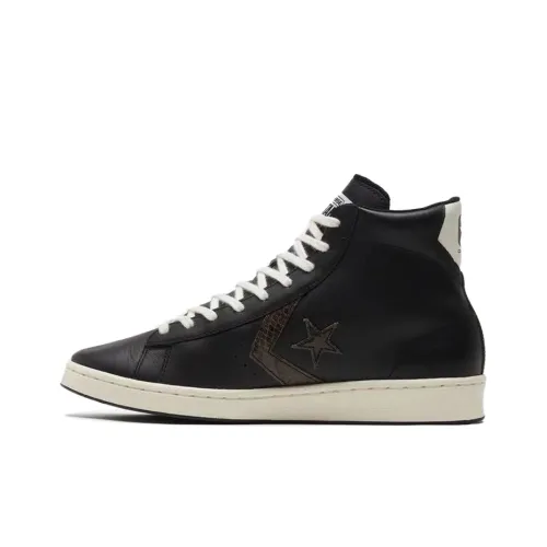 Converse Cons Pro Leather Skateboard Shoes Unisex High-Top Black/Beige