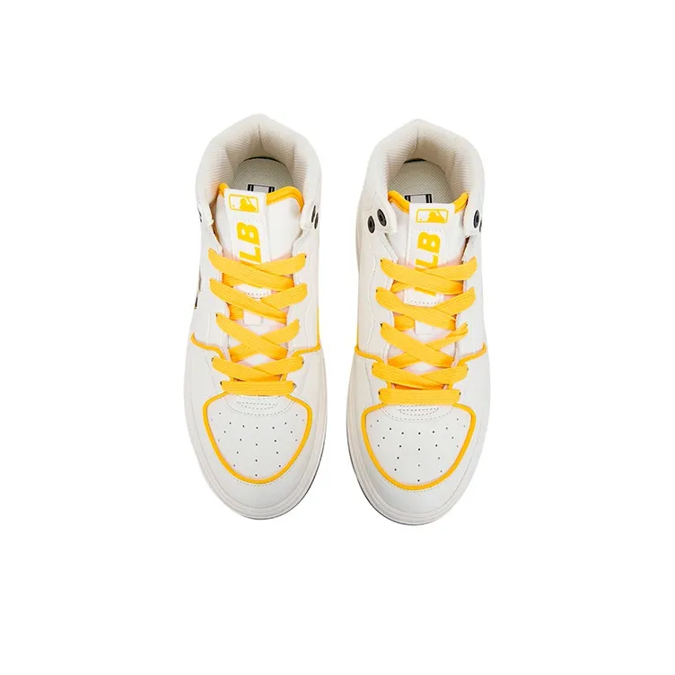 MLB Chunky Liner High Slip Resistant Cushioning Wear Resistant Mid Top Skateboard Shoes Unisex White Yellow-3