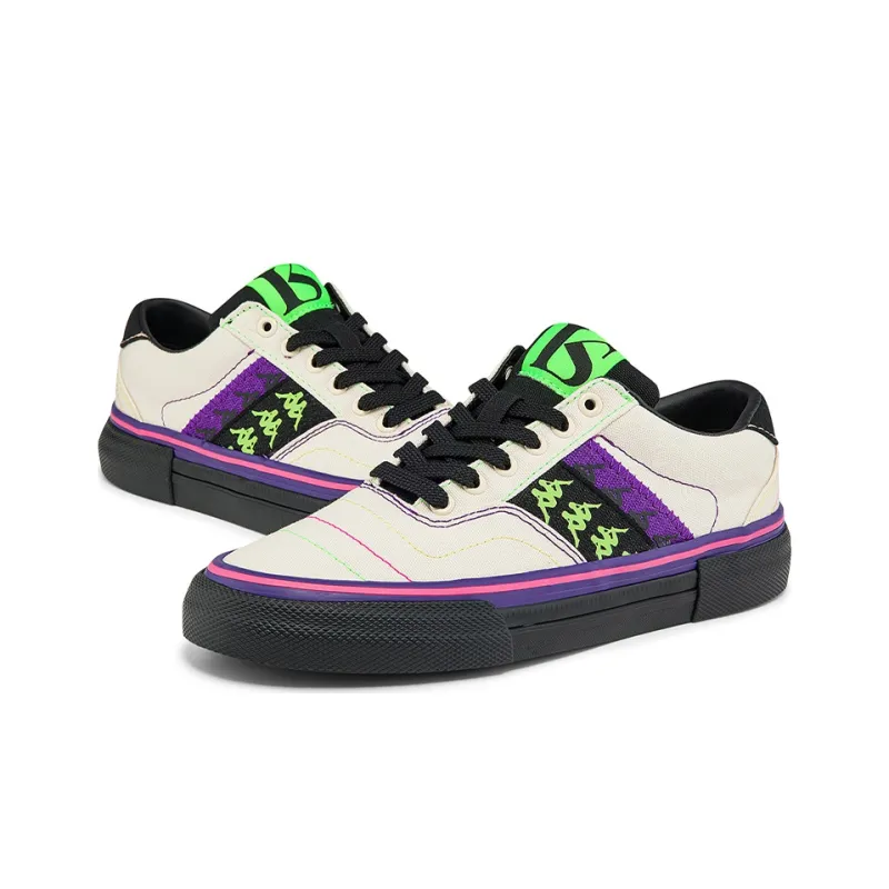 Kappa Wear Resistant Slip Resistant Low Top Skateboard Shoes Women's White Purple-5