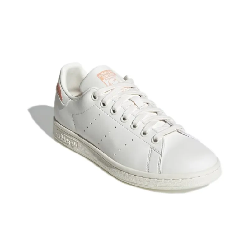 Adidas Originals Stan Smith Skateboard Shoes Women's Low Top White/Light Orange/Brick Red/Gold-2