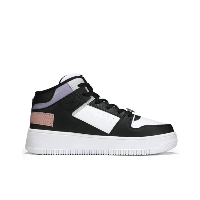 361° Slip Resistant Cushioning Abrasion Resistant Mid Top Skateboard Shoes Women's Black White-1