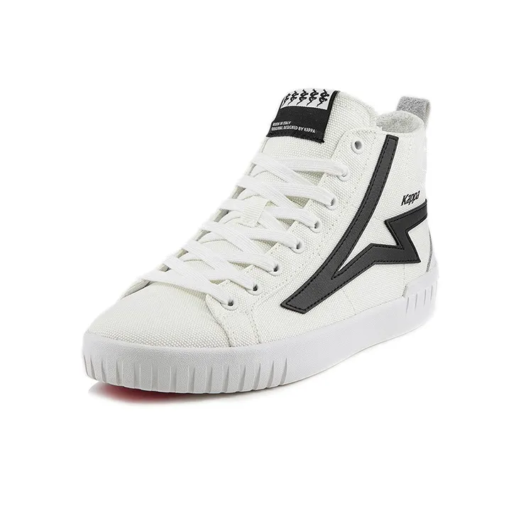 Kappa Anti Slip And Wear Resistant Height Increasing Coverage Mid Top Skateboard Shoes Unisex White Black-2
