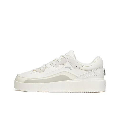 ANTA Life Collection Skateboard Shoes Women's Low-Top Ivory White/Light Gray