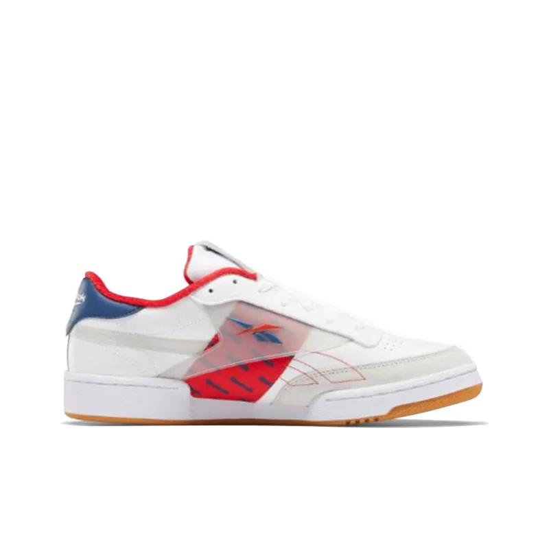 Reebok Club C 85 Lightweight Cozy Low Top Casual Skate Shoes White Red Blue-1