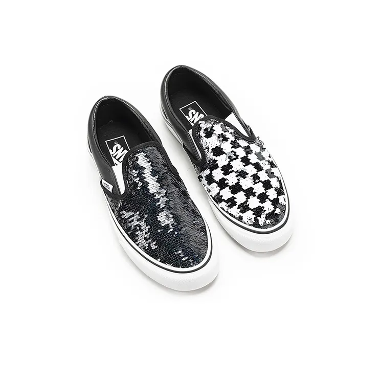 Vans Women's Classic Slip On 'Flipping Sequins Black Checkerboard'-4
