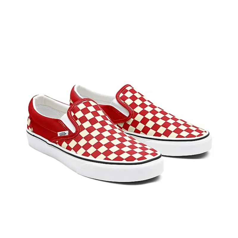 Vans Customs Checkerboard Slip on Red/White-2