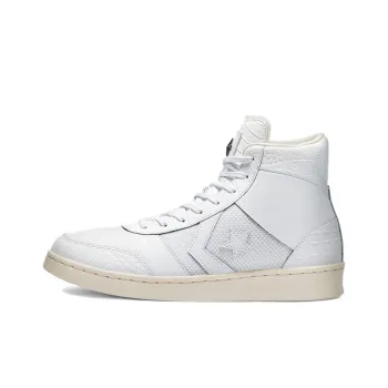 Converse Croc Emboss Pro Leather Sport Wear-Resistant High-Top Skateboard Shoes Unisex Pure White