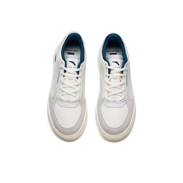 Anta Anti-Slip Wear-Resistant Low-Top Skateboard Shoes Men's Ivory White Sand Gray-3