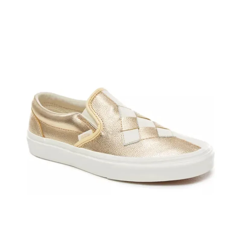 Vans Slip-on Slip-Resistant Low-Top Skateboard Shoes Women's Gold-2