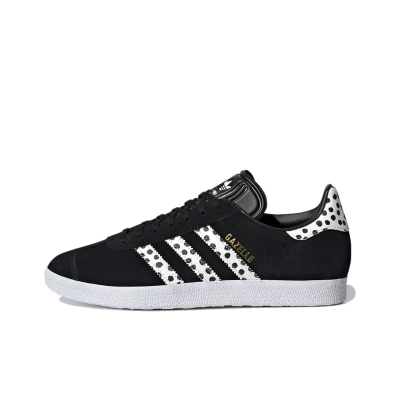 Adidas Originals Gazelle Abrasion Resistant Low Top Skateboard Shoes Women's Black White Gold-0