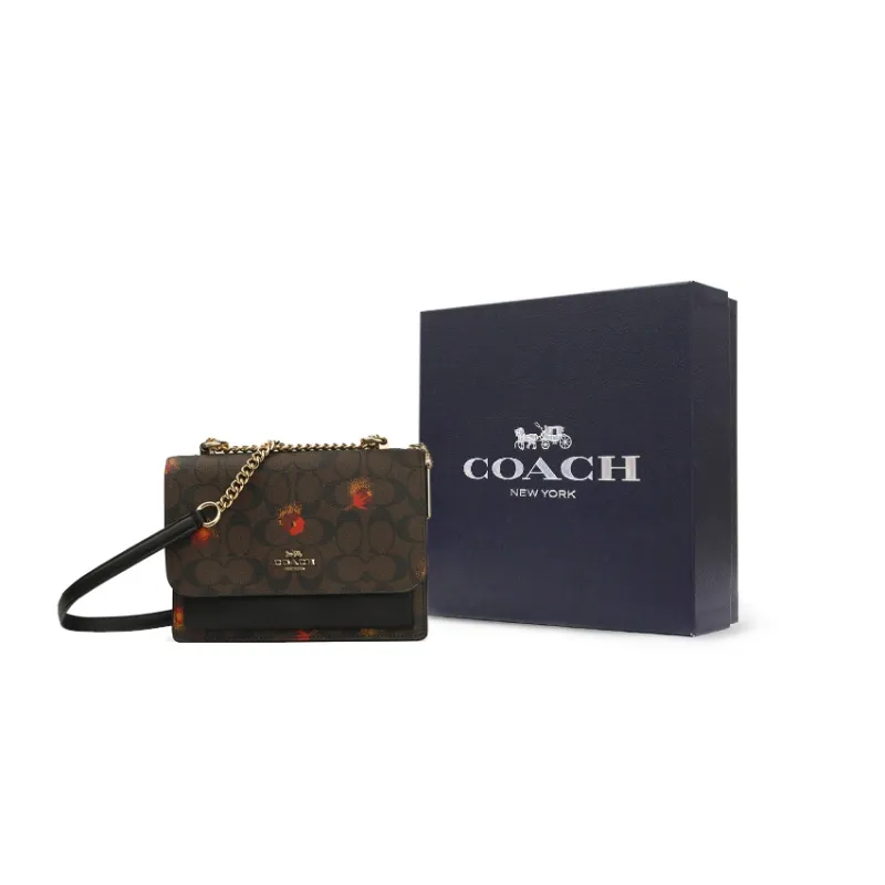 COACH Klare Coated Canvas With Leather Shoulder Bag Crossbody Bag Women's Brown Black Print-5