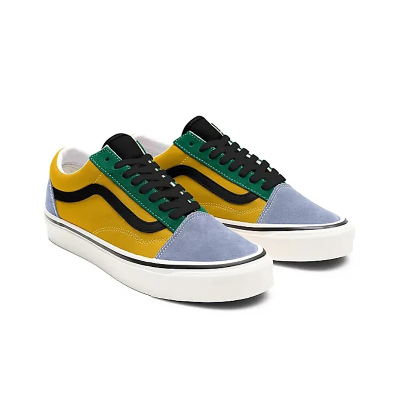 Vans Old Skool Low-Top Skateboard Shoes Unisex Yellow Green Gray-2