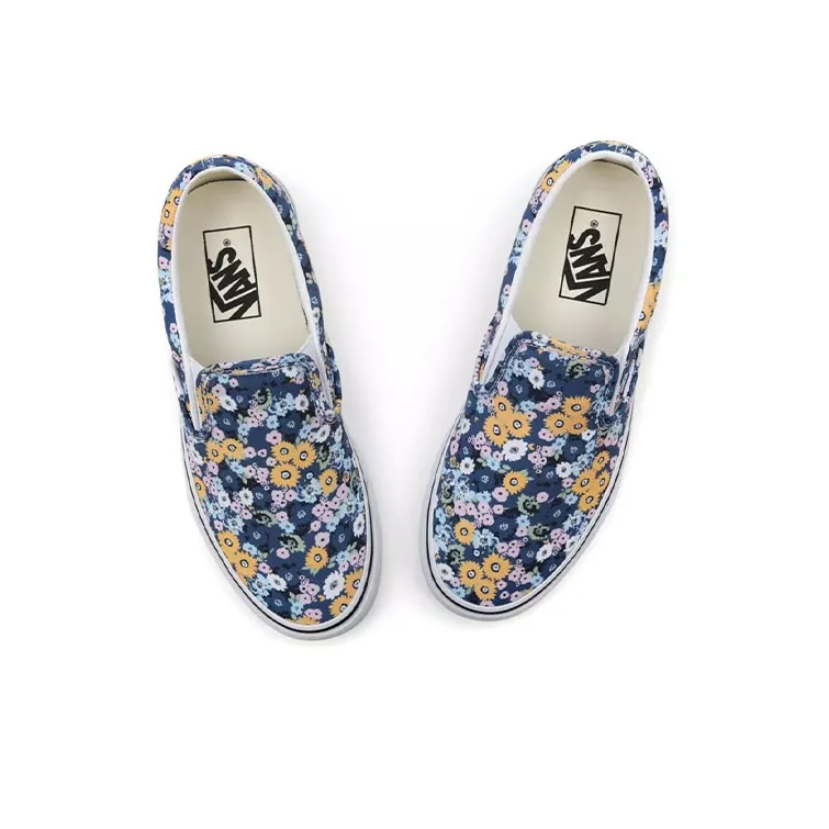 Vans Floral Classic Slip On 'Blue Yellow' Women's-3