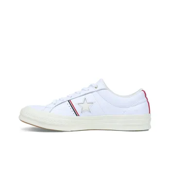 Converse One Star Piping Low Top In White/Enamel Red/Egret